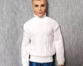 手作り人形用クリスマスセーター服 12インチ人形用ホワイトドールセーター