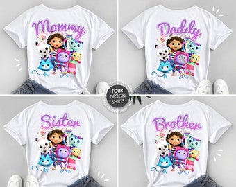 Gabby dollhouse family bundle, Birthday Family Shirt, Printable Dollhouse birthday shirt, Gabby dollhouse iron on transfer or Sublimation