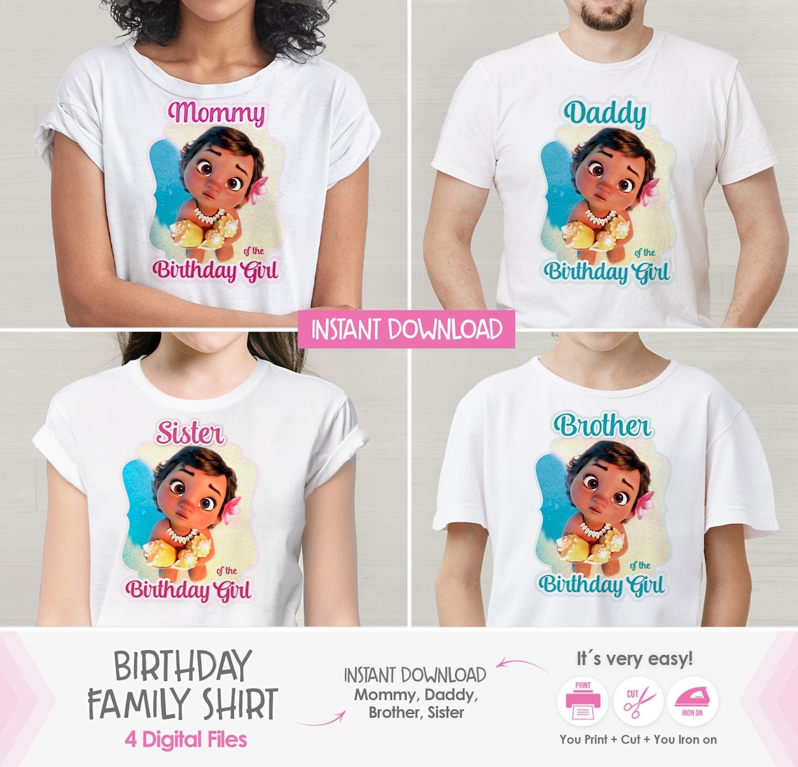 moana birthday shirts for family
