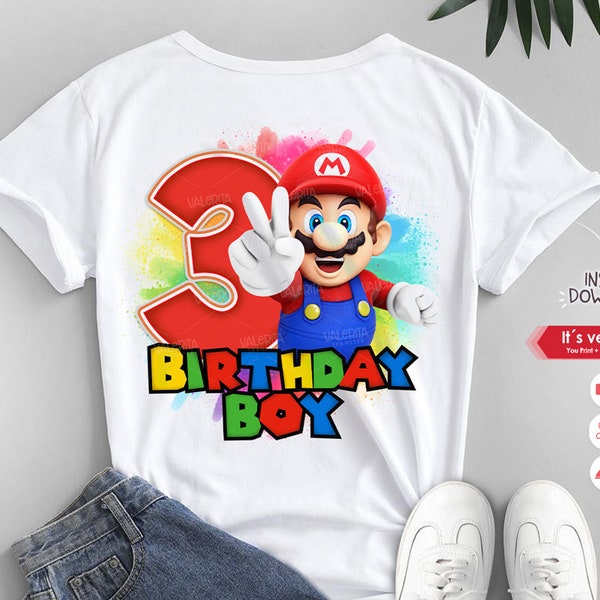 Super Mario 3rd birthday shirt, Super mario t-shirts designs, Super Mario birthday designs png, Printable Super Mario, Super Mario clipart