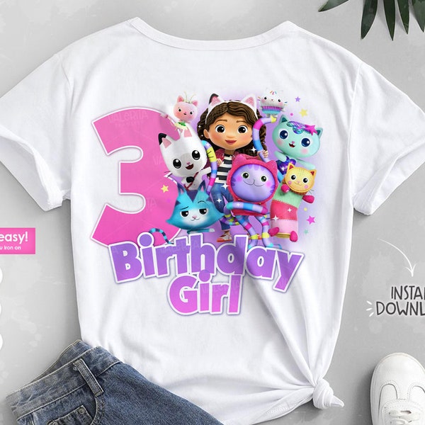 Gabby dollhouse 3rd birthday shirt, Printable Dollhouse shirts designs girl, dollhouse birthday designs png, Dollhouse Gabby t-shirts design