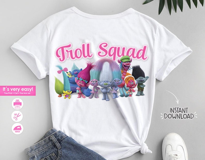 Trolls Birthday Shirt for family, Birthday squad shirt, Troll Squad digital file, Trolls birthday decoration Digital File image 1