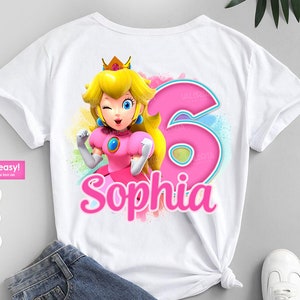 Princess Peach birthday shirt custom name, Super mario t-shirts designs, Printable Princess Peach, Princess Peach birthday, princess png