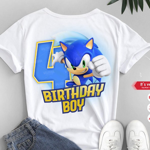 Chemise Sonic 4e anniversaire, Sonic png, Conception de chemise clipart Sonic imprimable, Fer Sonic sur transfert, Conception de t-shirt Sonic - Téléchargement instantané