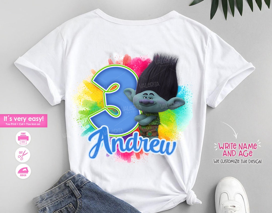 Trolls Birthday Shirt Custom Name and Age, Trolls Branch Birthday Boy ...
