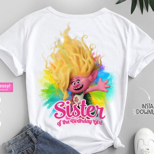 Viva Trolls for Sister of the birthday girl - Trolls Band Together PNG design for t-shirt