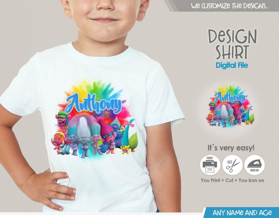 Trolls Birthday Shirt Iron on Transfer, Shirt Birthday Boy Party ...