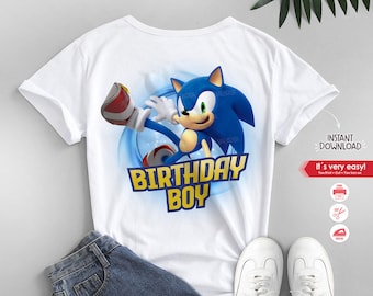 Sonic birthday shirt, Sonic png, Sonic iron on transfer, Printable Sonic party shirt design, Sonic t-shirts design - Instant Download