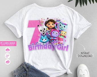 Gabby dollhouse 7th birthday shirt, Dollhouse Gabby t-shirts designs, Dollhouse birthday designs png, Printable Gabby Dollhouse