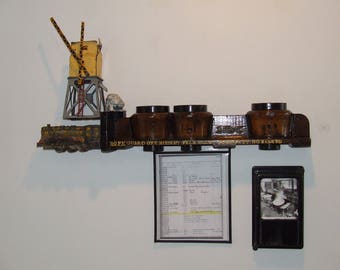 Vintage Train Clock Assemblage Sculpture Industrial Assemblage Art Bethlehem Steel Artifacts