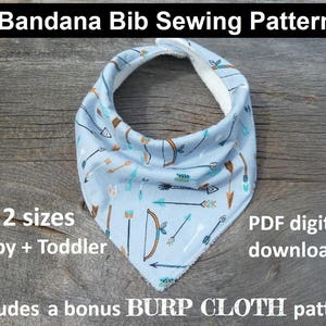 bandana bib sewing pattern, pdf bandana bib, bibdana pattern, baby bandana pattern, bibdana drool bib download, dribble bib sewing pattern image 1