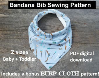 bandana bib sewing pattern, pdf bandana bib, bibdana pattern, baby bandana pattern, bibdana drool bib download, dribble bib sewing pattern