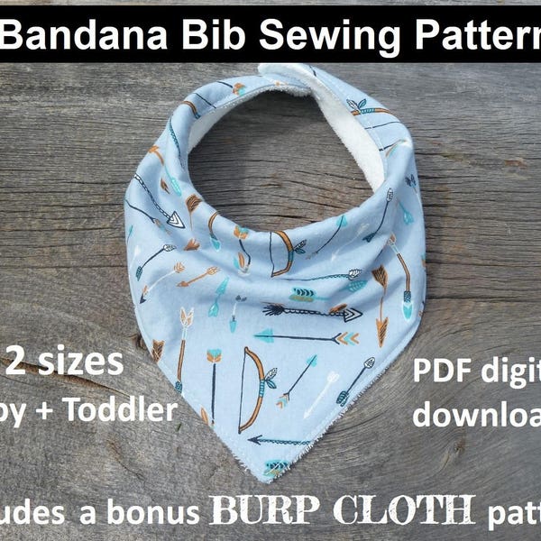 bandana bib sewing pattern, pdf bandana bib, bibdana pattern, baby bandana pattern, bibdana drool bib download, dribble bib sewing pattern