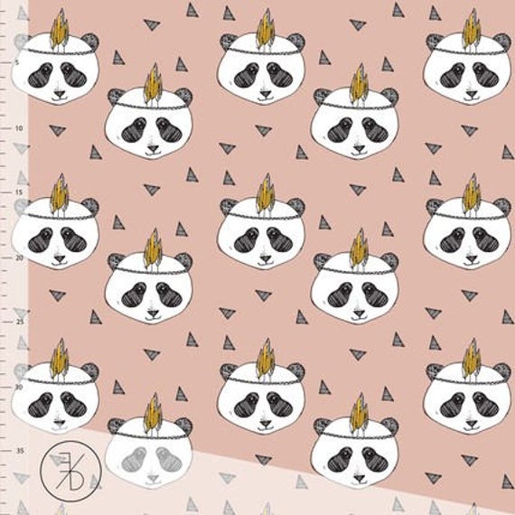 Panda Organic Cotton Lycra Knit Fabric, Elvelyckan Design