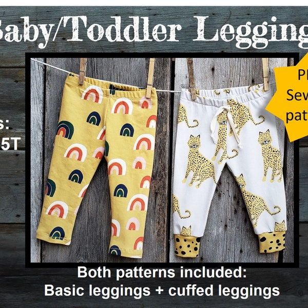 Baby leggings SEWING PATTERN, toddler leggings pattern, kids pants, jogger leggings sewing tutorial, knit pdf pants pattern,digital download