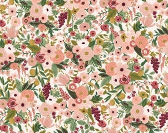 Garden party PETITE rose fabric, Rifle Paper Co fabric, Cotton + Steel, quilters weight woven fabric, pink floral fabric