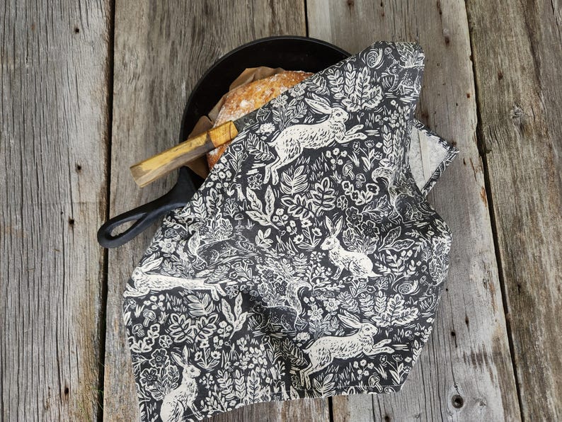 Rifle Paper Co CANVAS fabric, Wildwood fable gray cotton and linen canvas, Cotton + Steel, woodland woven fabric image 4