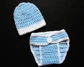 Diaper cover set boy - Diaper cover set - Crochet diaper cover set - Crochet baby hat - Baby photo prop boy - Photo prop boy - Baby gift boy