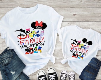 Personalized d i s n e y family vacation matching shirts, family trip 2024 shirt, family shirts with custom names, family matching shirt