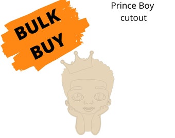 BULK BUY 12" Prince Boy wood cutout, boy silhouette, wood blank, wreath attachment, Black History Month, little boy crown wreath sign