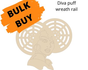 BULK BUY, 16" Diva puff wreath rail, with TUTORIAL, Afro wreath, diva wood blank, door hanger sign, Black History Month, Black Girl Magic