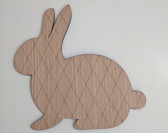 Harlequin bunny, bunny wood sign, bunny Wreath Attachment, bunny Wreath sign, bunny door hanger, Paint by line, Easter decor, side bunny