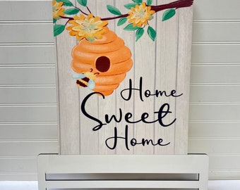 Home Sweet Home Beehive rectangle wreath rail, Everyday wreath, lemon decorations, front door decor, spring wreath,