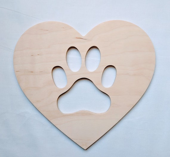 Heart Paw Sign Wood Heart Wood Paw Dog Paw Sign | Etsy