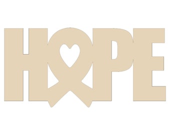 Hope Awareness, Hope wreath sign, Cancer Awareness wood blank, door hanger sign, wreath attachment, wood cutout, DIY sign, unpainted sign