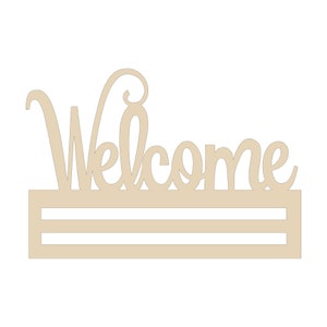 Welcome wreath rail, door rail, Welcome sign, Welcome door hanger, door hanger rail, wood cutout, wood blank, DIY wood rail