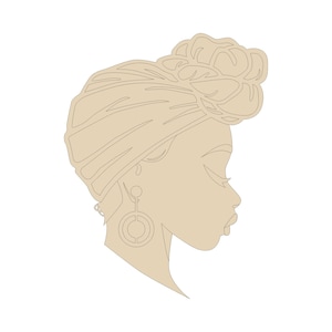 Diva Headwrap MDF Cutout: Afro Woman Wreath Rail