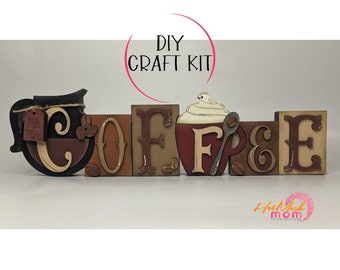 Coffee Word Block Shelf Sitter: DIY Home Decor Craft Kit