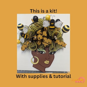 Queen Bee Diva Wreath Kit: Afro Diva Rail, Door Hanger Supplies