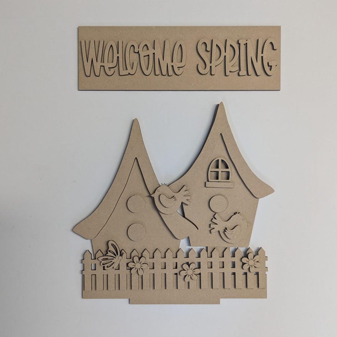 Mdf Spring Vert Sentiment Welcome Spring MDF Craft Kit: Tiered Tray Decor (unassembled) - Etsy