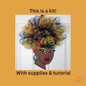 Juneteenth Diva Wreath Kit: 16&quot; Afro Wreath Rail, Supplies