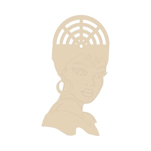 Diva Scarf Wreath Rail: Afro Woman, Door Hanger, Wood Blank