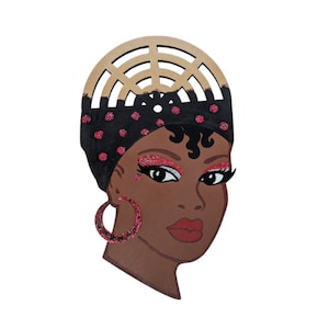 Ladybug Diva Wreath Rail: Afro Black Girl Magic Door Hanger