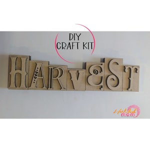 Harvest word block, with tutorial, Fall decor, 3d craft kit, diy home decor, Fall decoration, Harvest sign, shelf sitter,
