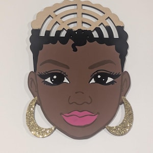 Diva Wreath Rail: Engraved Afro Woman, DIY Door Hanger