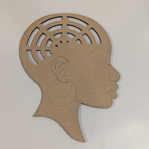 Diva Wreath Rail: Afro Woman, Door Hanger, Wood Blank