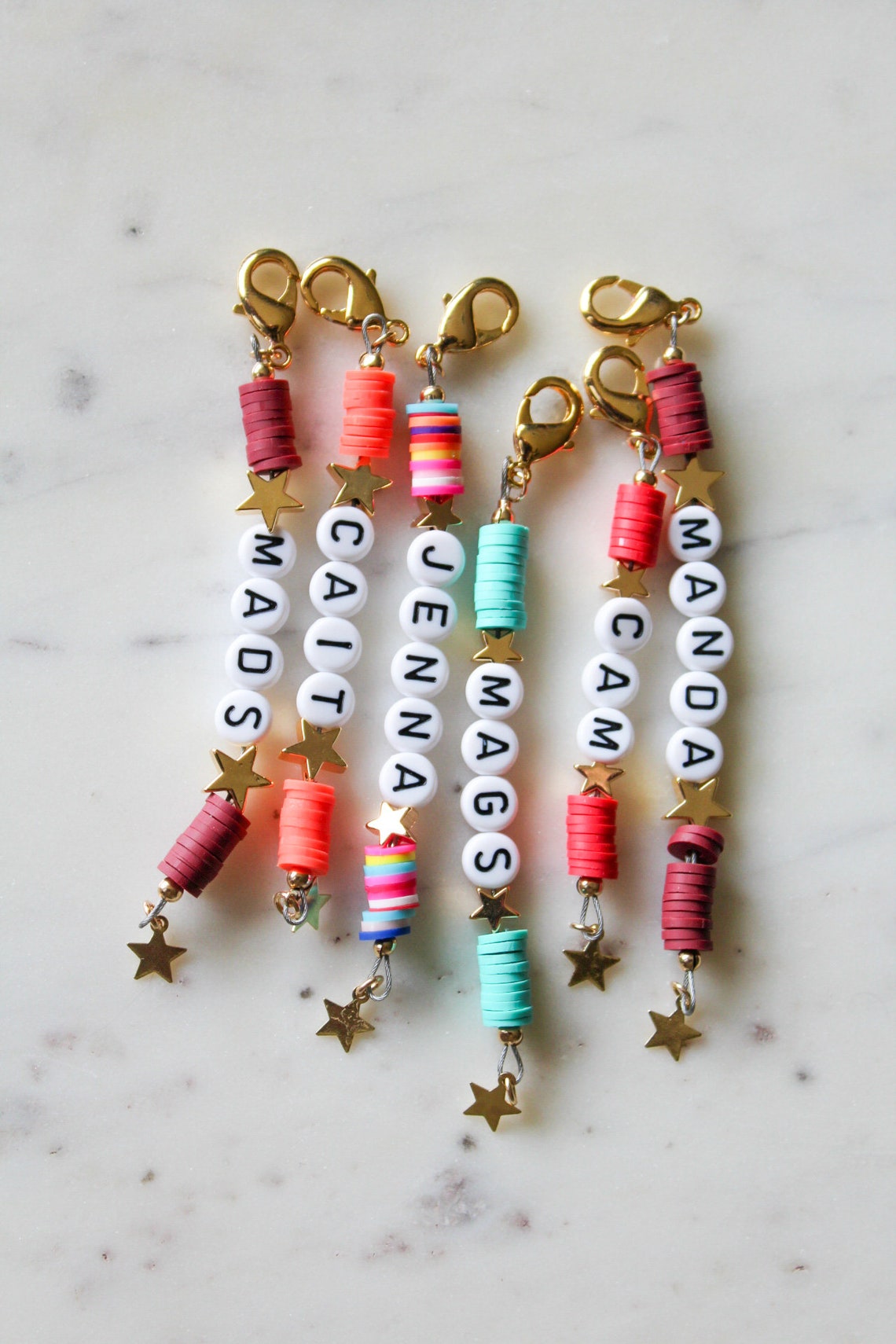 Custom Beaded Name Keychain Etsy