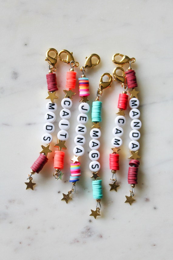 Custom Beaded Name Keychain Etsy