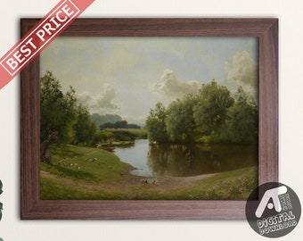 Pittura di paesaggio vintage, stampe d'arte di paesaggi vintage, pittura a olio vintage, arte murale stampabile digitale, download digitale istantaneo, 02