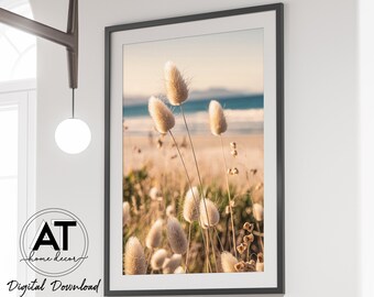 Reed Grass Print, Feather Reed Grass Wall Art, Beige Nature Photography Art Print, Digital Printable Wall Art, Instant Digital Download, #12