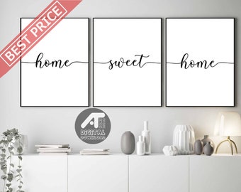 Set of 3 Prints, Home Sweet Home Print, Family Quote, Living Room Wall Art, Home Decor, Digital Printable Wall Art, Instant Digital Download
