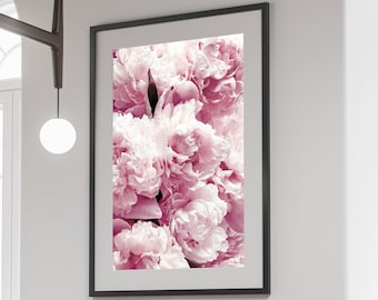 Pink Peony Wall Art, Peony Print, Pink Peonies Flower Wall Art Print, Floral Wall Art, Aesthetic Apartment Room Decor, Printable Wall Art