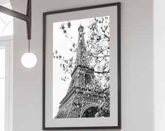 Black and White Eiffel Tower Print, Paris Photography Wall Art, Black and White Fashion Art, Printable Wall Art, Digital Download