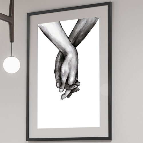 Holding Hands Wall Art Holding Hands Print Black and White Etsy