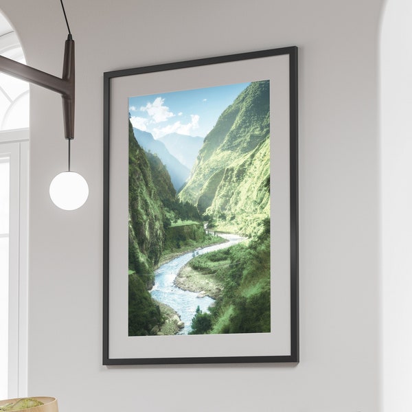 Landscape Nature Photography Wall Art, Green Landscape Photo, River in Mountain Forest Print, Home Decor Minimalist, Digital Download #05