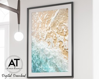 Beach Wall Art Print, Beach Print, Beach Decor, Ocean Print, Coastal Decor, Blue Beach Wall Art, Printable Wall Art, Digital Download #04